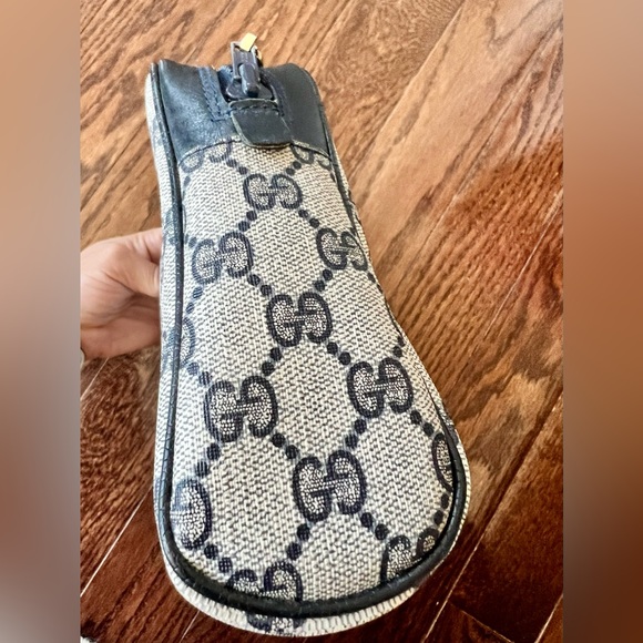 Authentic GUCCI GG Canvas Sherry Line Clutch Bag Gray Red Navy 010 378 - Picture 5 of 13